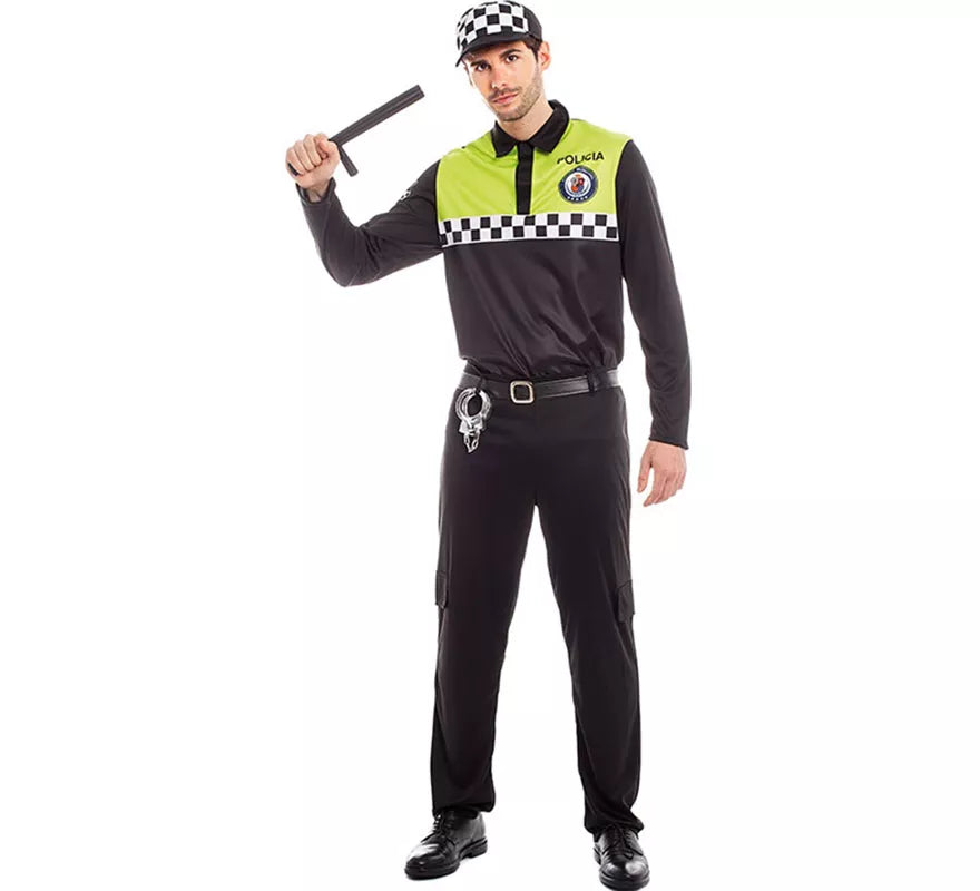 Translation missing: pt-PT.Disfraz de Policía Negro y Amarillo para Hombre