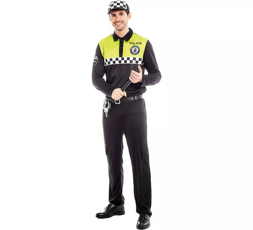 Translation missing: pt-PT.Disfraz de Policía Negro y Amarillo para Hombre