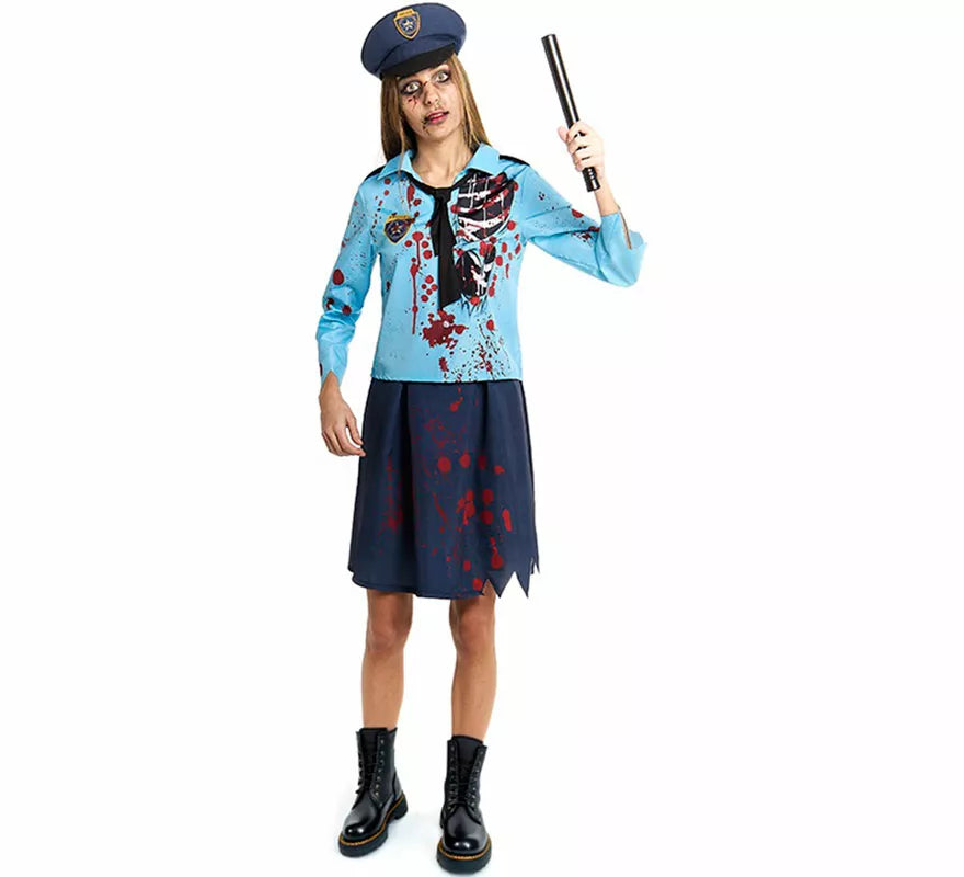 Translation missing: pt-PT.Disfraz de Policía Zombie con Gorra para mujer