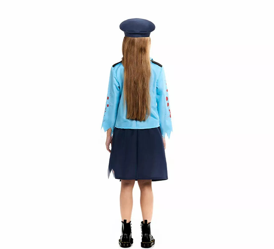 Translation missing: pt-PT.Disfraz de Policía Zombie con Gorra para niña