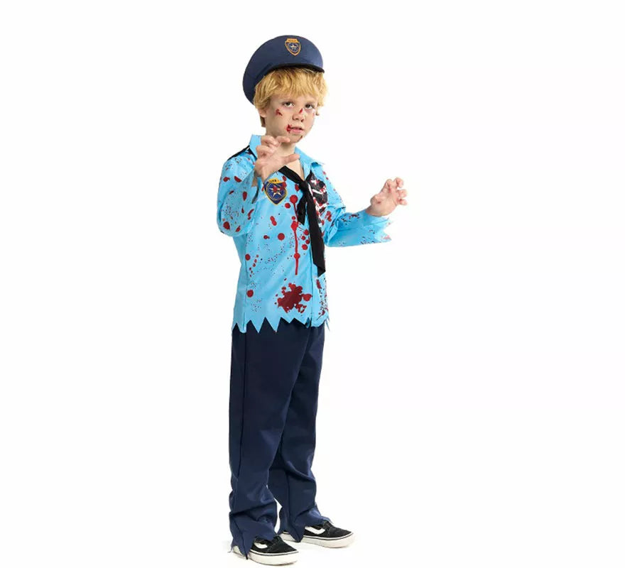 Translation missing: pt-PT.Disfraz de Policía Zombie con Gorra para niño