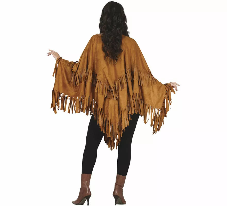 Translation missing: pt-PT.Disfraz de Poncho Marrón Indio para mujer