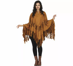 Fato de poncho indiano castanho para mulher
