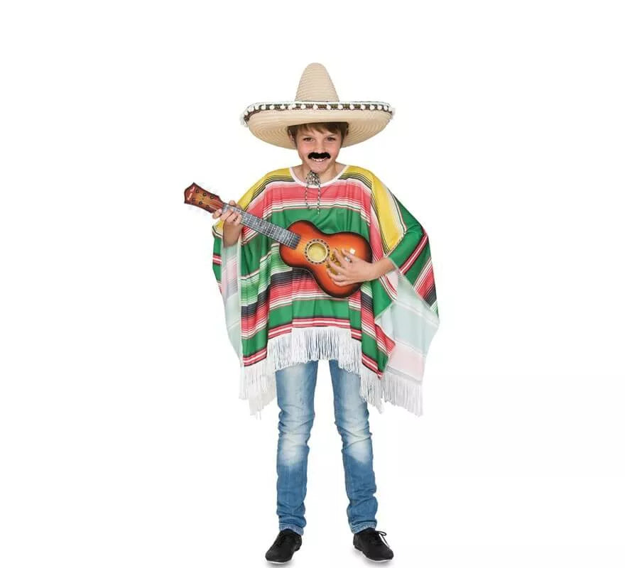 Translation missing: pt-PT.Disfraz de Poncho Mexicano a rayas para niños