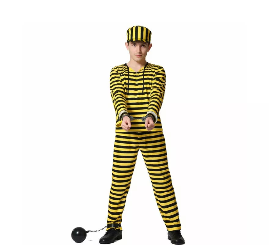 Translation missing: pt-PT.Disfraz de Preso amarillo a rayas para hombre