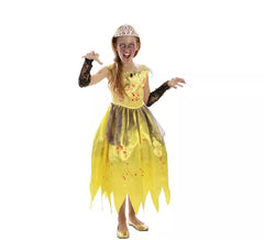 Fato de princesa zumbi amarela para meninas