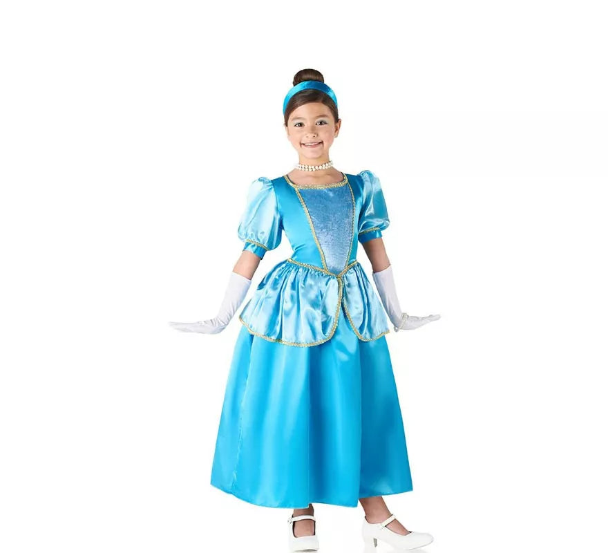 Translation missing: pt-PT.Disfraz de Princesa azul celeste de cuento para niña