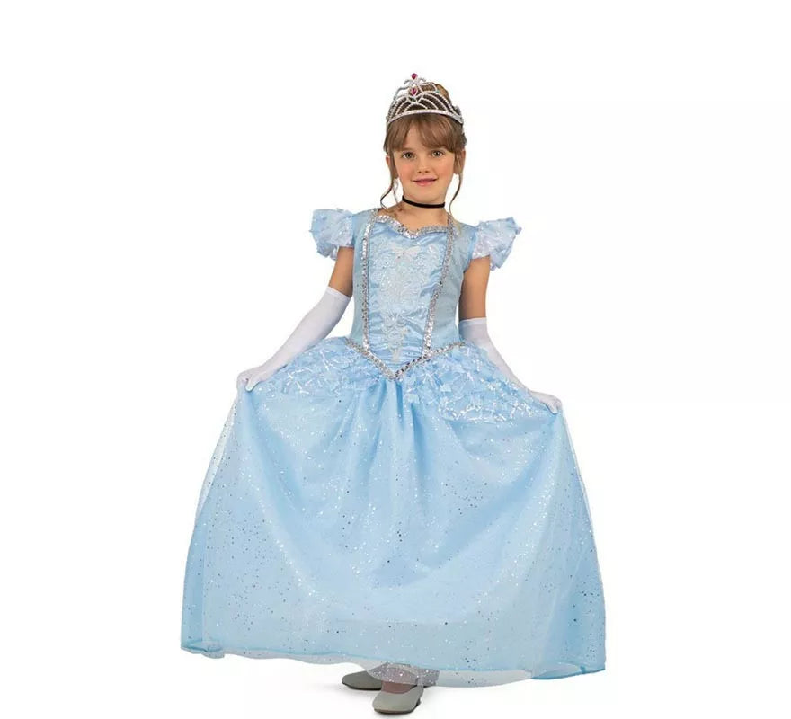 Translation missing: pt-PT.Disfraz de Princesa azul celeste de cuento para niña