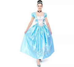 Fato de Princesa Azul Conto de Fadas Feminina