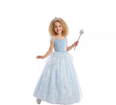 Fato de princesa azul de conto de fadas para meninas