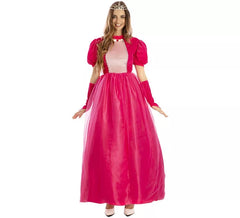 Fato de princesa rosa de conto de fadas para mulheres