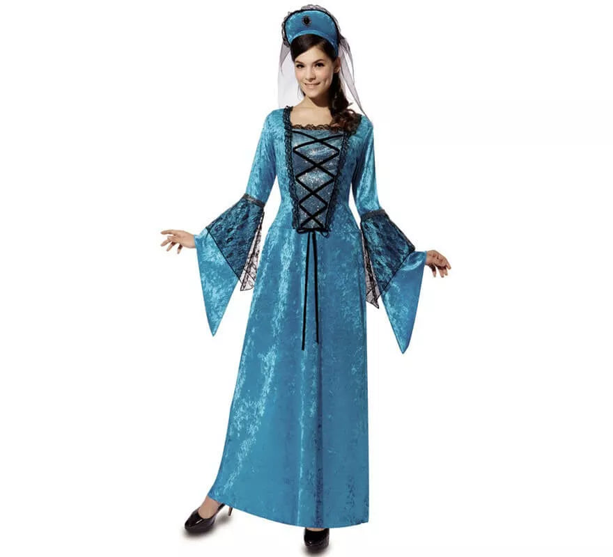 Translation missing: pt-PT.Disfraz de Princesa medieval azul para mujer