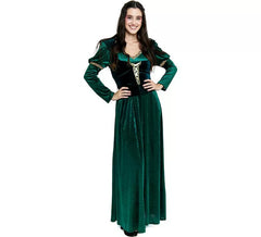 Fato de princesa medieval verde escuro para mulher