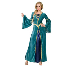 Fato de princesa medieval verde para mulher