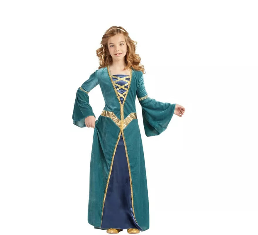 Translation missing: pt-PT.Disfraz de Princesa Medieval Verde para niña