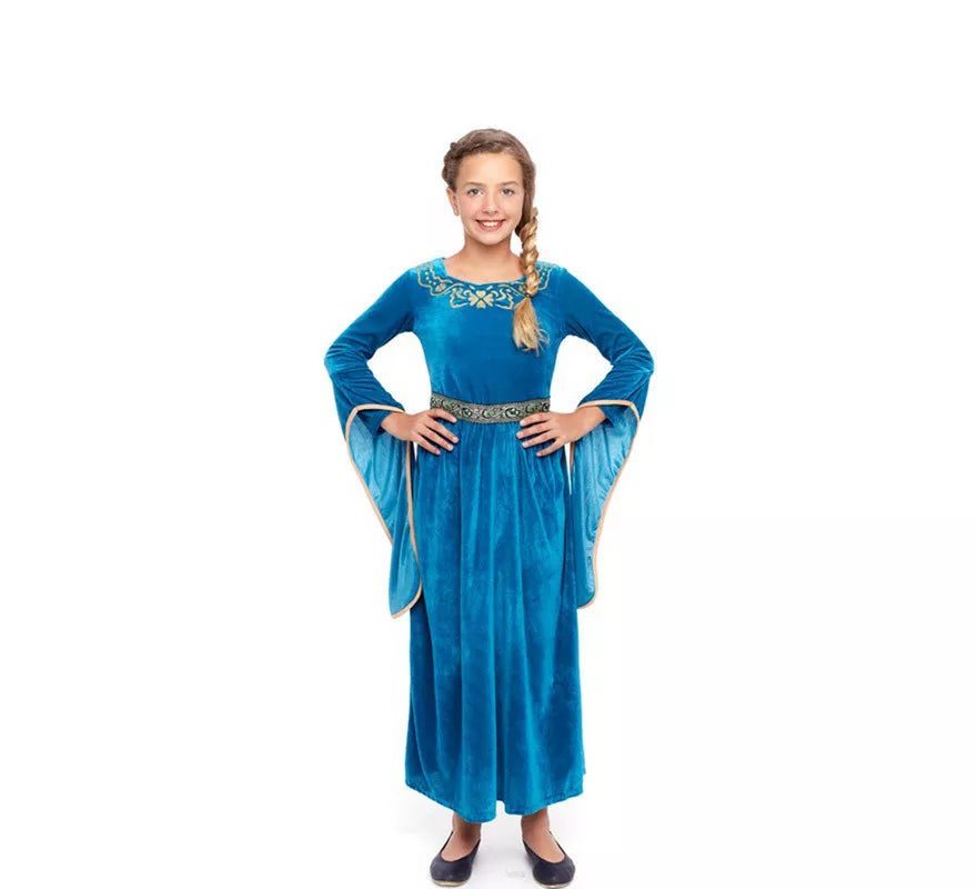 Translation missing: pt-PT.Disfraz de Princesa Vikinga o Medieval Azul para niña