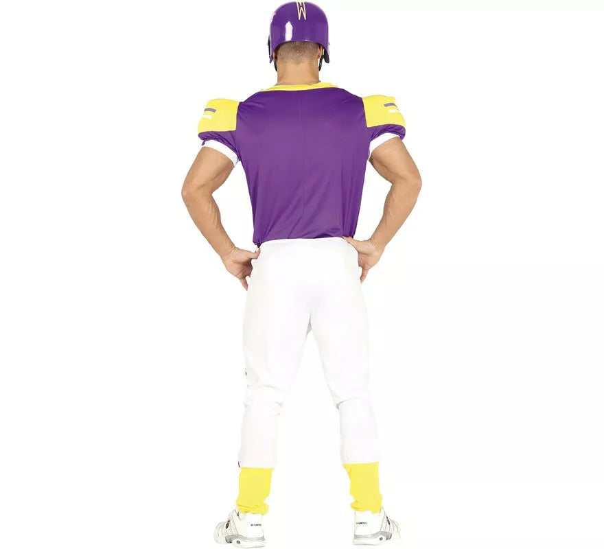 Translation missing: pt-PT.Disfraz de Quarterback USA morado y amarillo para hombre
