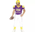 Disfraz de Quarterback USA morado y amarillo para hombre