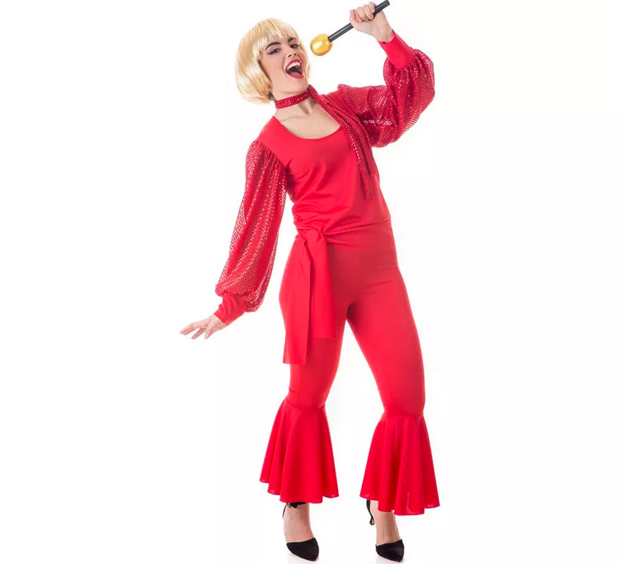 Translation missing: pt-PT.Disfraz de Raffaella Carrà rojo para adultos