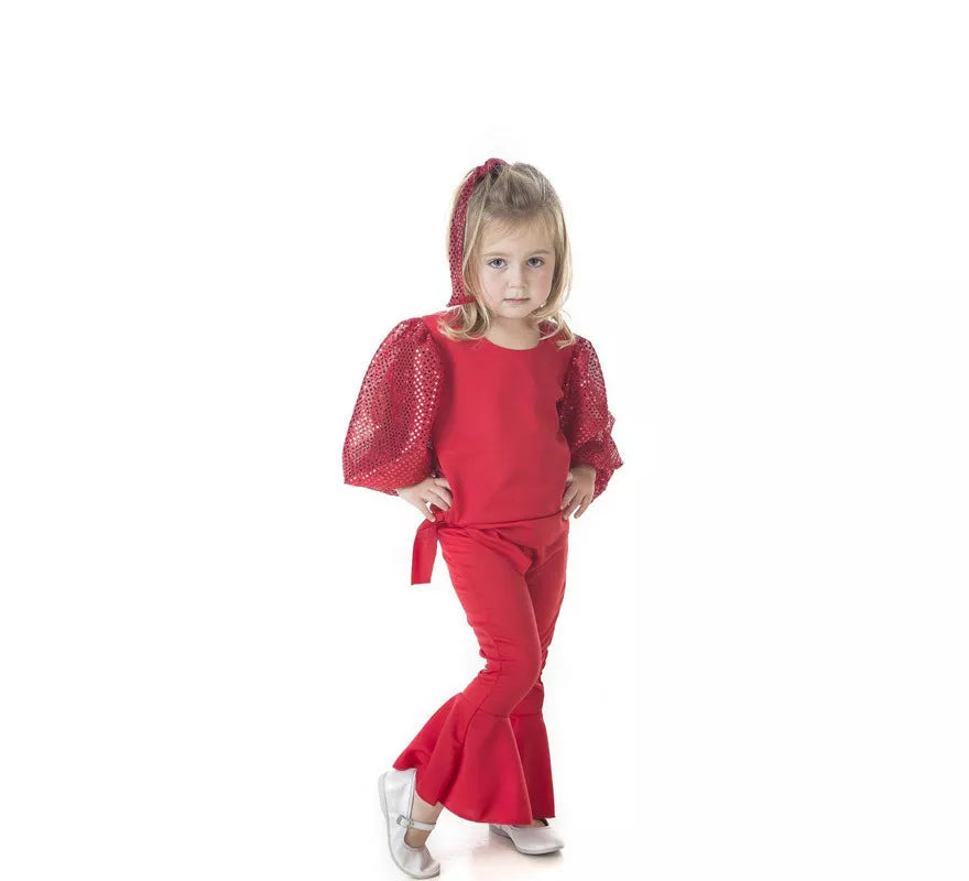 Translation missing: pt-PT.Disfraz de Raffaella Carrà rojo para niña