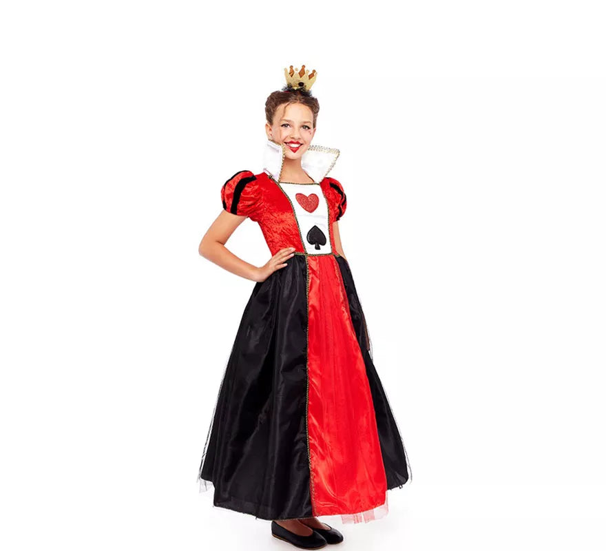 Translation missing: pt-PT.Disfraz de Reina de Corazones Rojo y Negro para niña