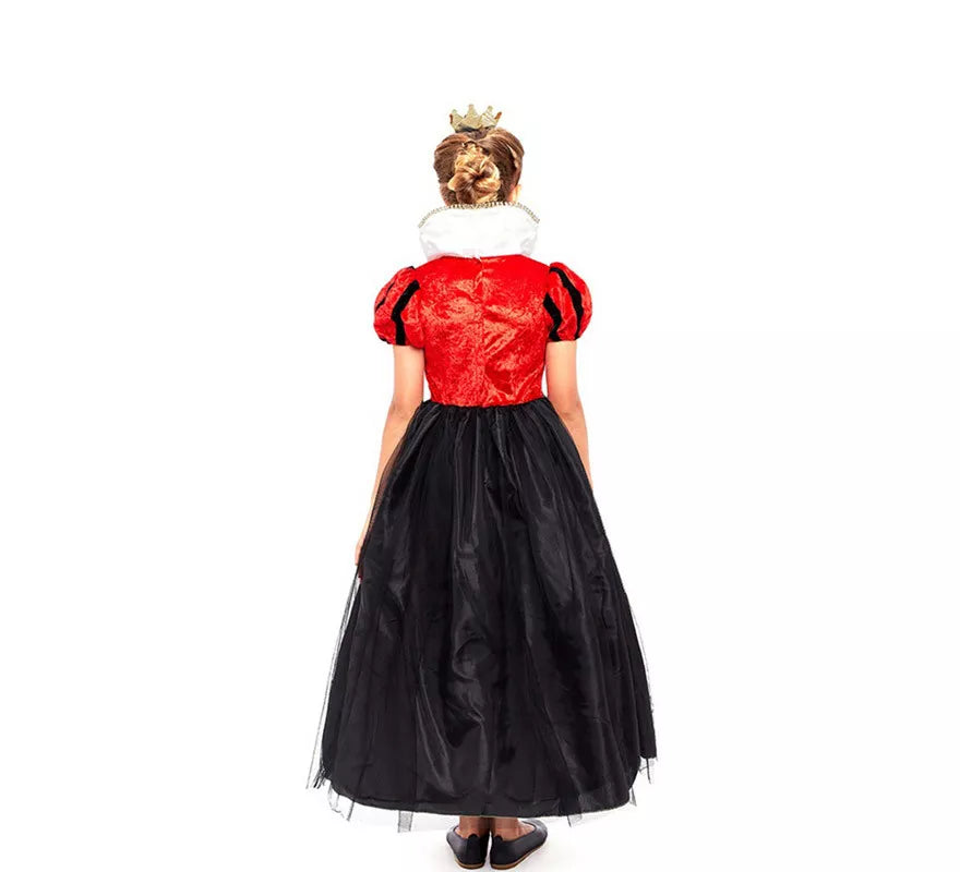 Translation missing: pt-PT.Disfraz de Reina de Corazones Rojo y Negro para niña