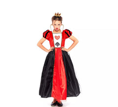 Fato de Rainha de Copas vermelha e preta para menina