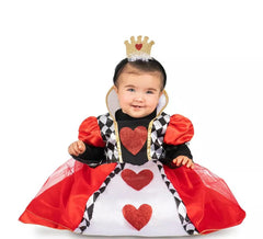 Fato de Rainha de Copas Vermelhas com bandana para bebé e menina