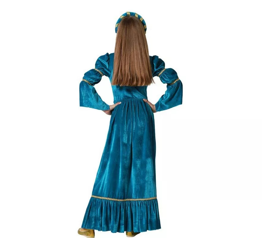 Translation missing: pt-PT.Disfraz de Reina Medieval azul para niña