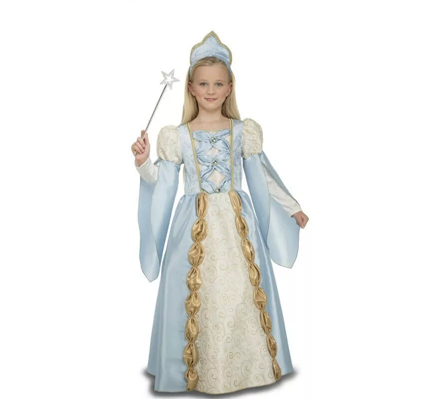 Translation missing: pt-PT.Disfraz de Reina Medieval Azul para niña