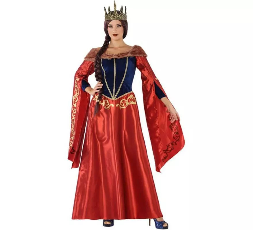 Translation missing: pt-PT.Disfraz de Reina Medieval Roja para mujer