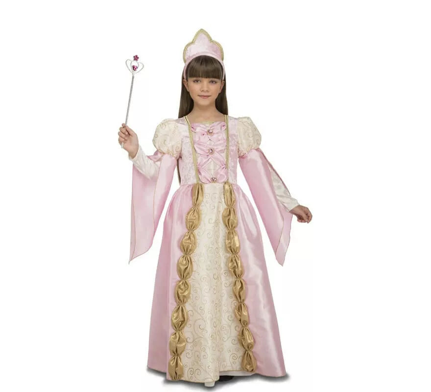 Translation missing: pt-PT.Disfraz de Reina Medieval Rosa para niña