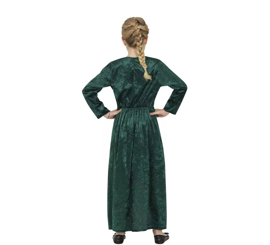 Disfraz de Reina Medieval verde para niña