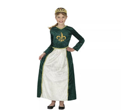Fato de Rainha Medieval Verde para Meninas