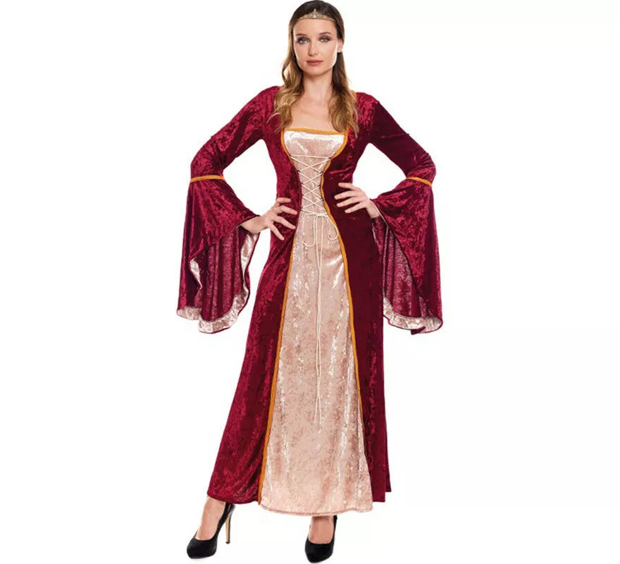 Translation missing: pt-PT.Disfraz de Reina Medieval Vinotinto para mujer