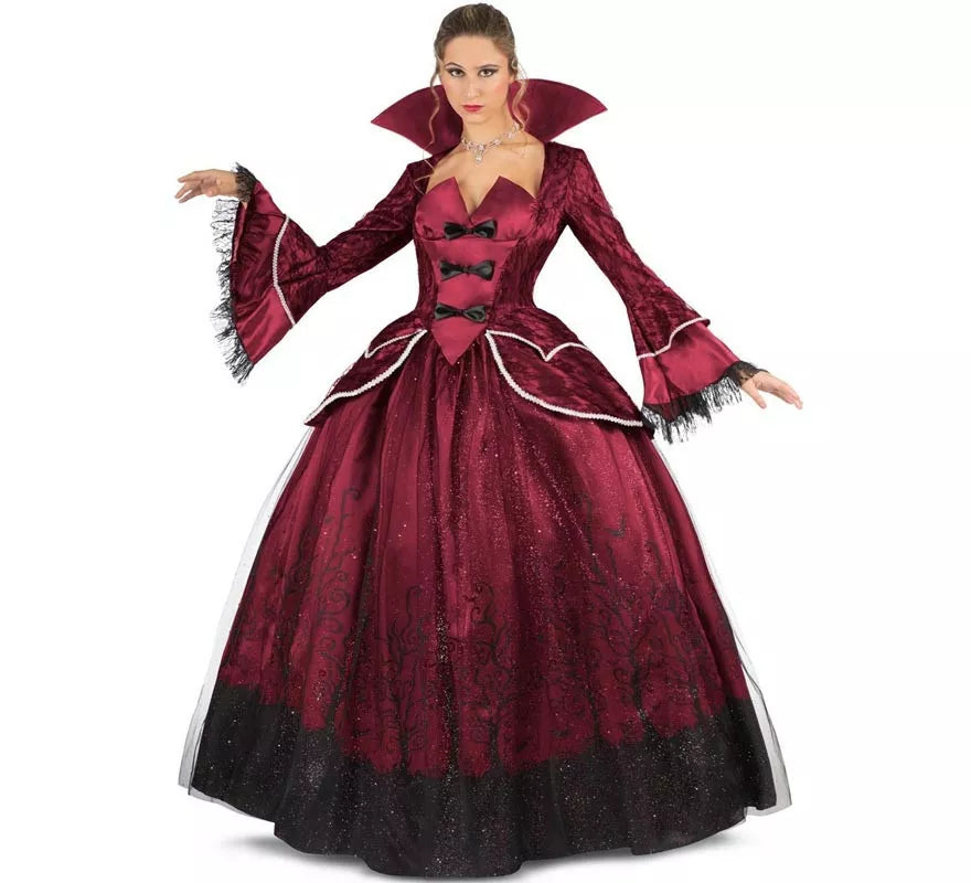 Translation missing: pt-PT.Disfraz de Reina Vampiresa burdeos con enagua para mujer