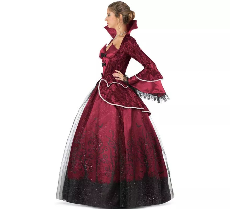 Translation missing: pt-PT.Disfraz de Reina Vampiresa burdeos con enagua para mujer