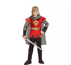 Fato de Rei Artur Vermelho com Capa para Menino