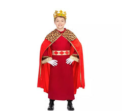 Fato de rei mágico vermelho para crianças e bebés