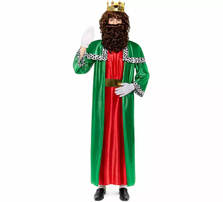 Disfraz de Rey Mago verde para hombre