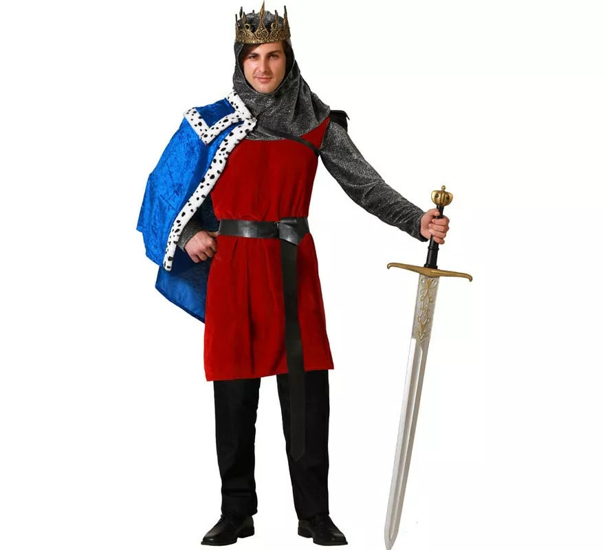 Translation missing: pt-PT.Disfraz de Rey Medieval burdeos con cinturón para hombre