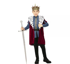 Fato de rei medieval com estampado deluxe para criança
