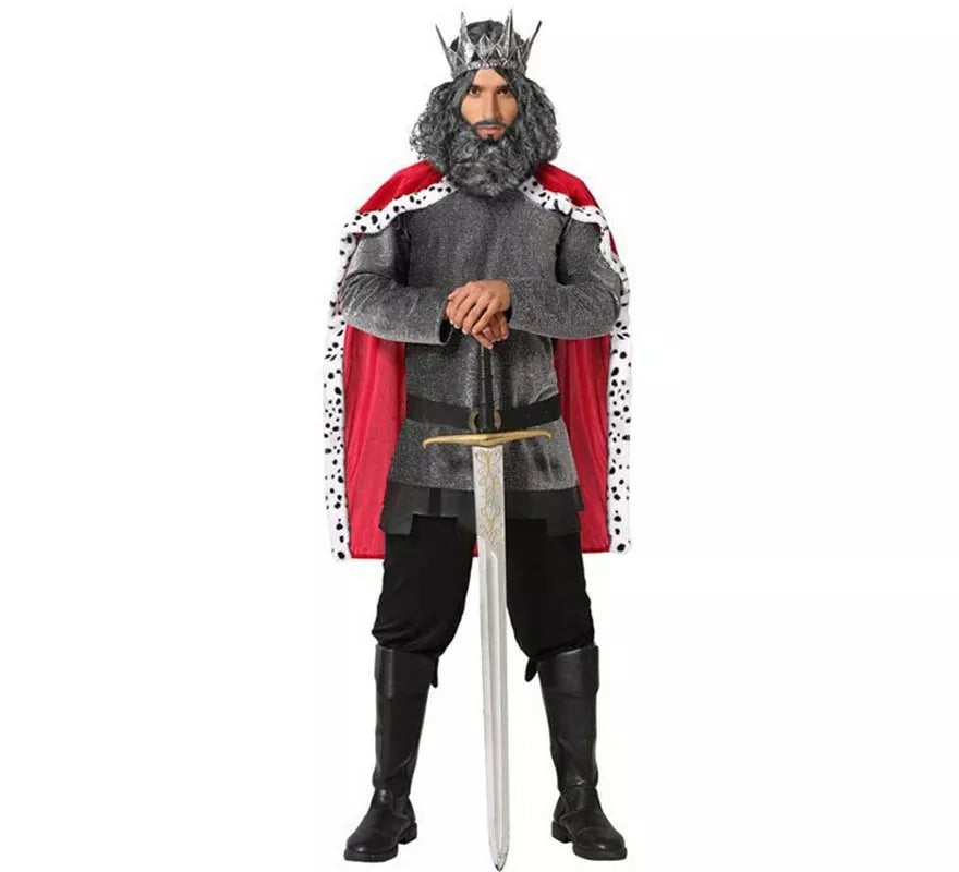 Translation missing: pt-PT.Disfraz de Rey Medieval Gris para hombre