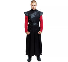 Fato de rei medieval preto com tachas para homem