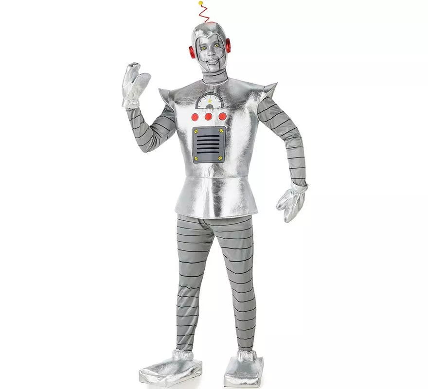 Translation missing: pt-PT.Disfraz de Robot Antiguo plateado para hombre