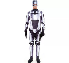 Fato masculina de robô assassino prateado