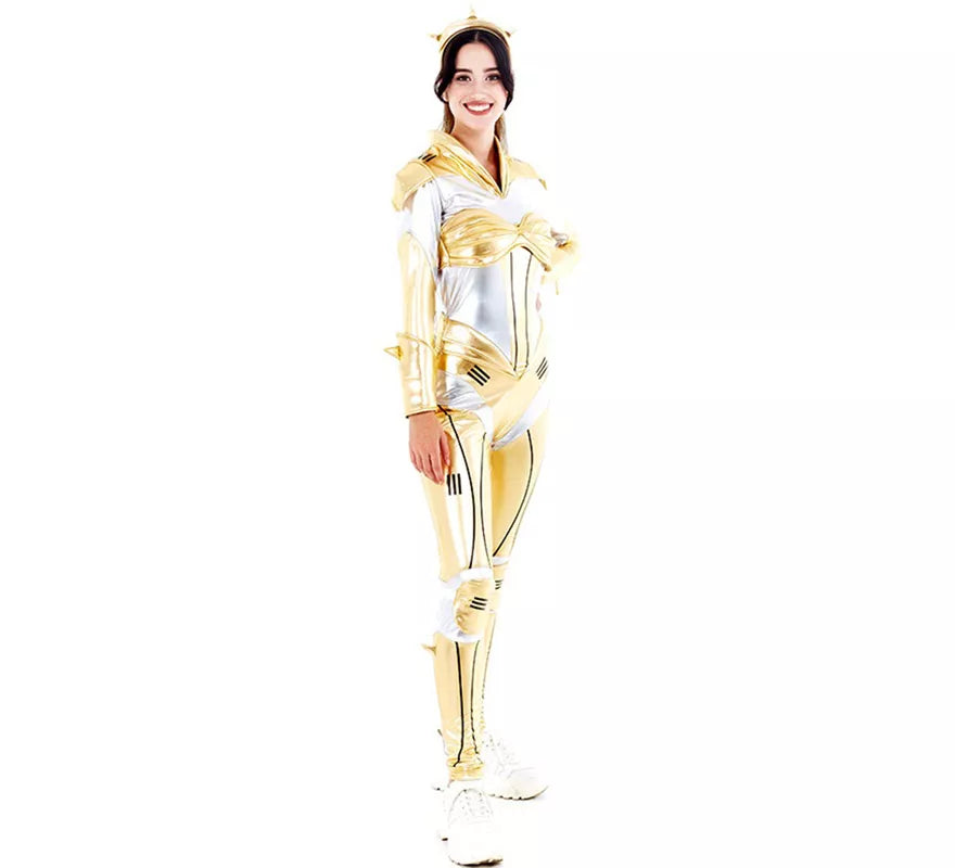 Disfraz de Robot Woman Estelar Dorado para mujer