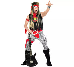 Fato de estrela do rock preto e vermelho para homem