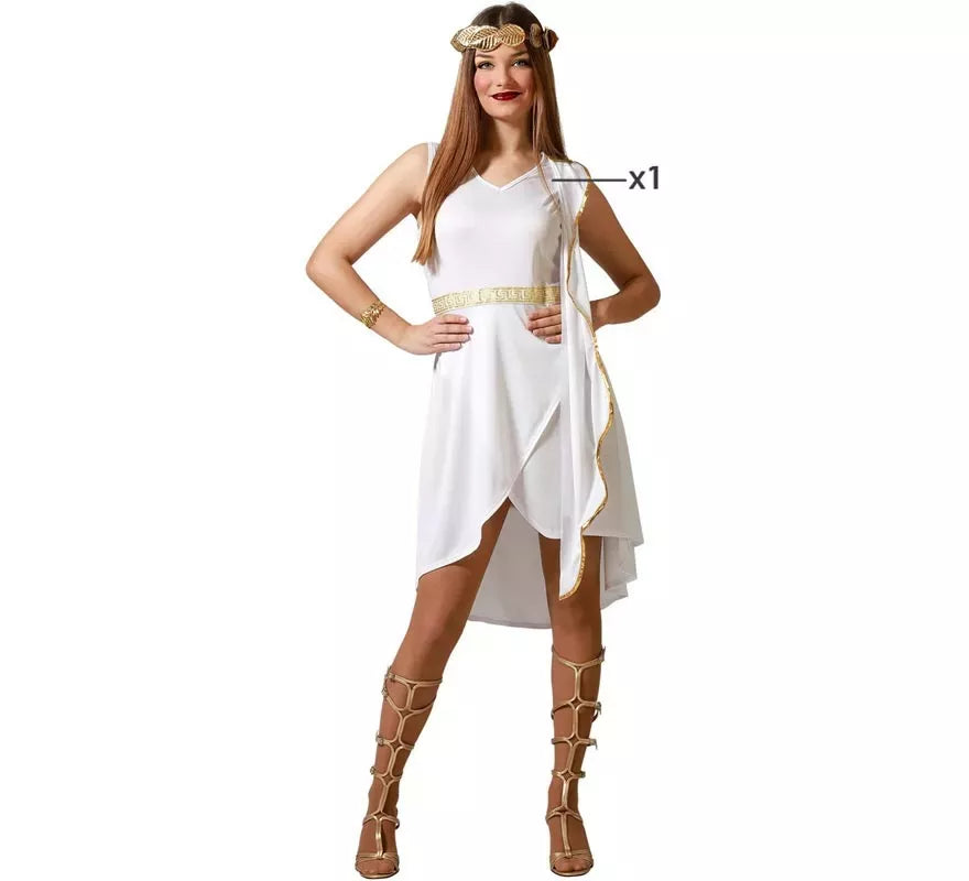Translation missing: pt-PT.Disfraz de Romana blanco con detalles dorados para mujer