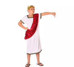 Fato romano branco com capa para menino